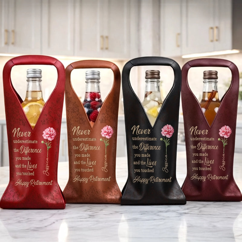 Custom Leather Wine Bag - Personalized Retirement Gifts For Women, Men - Time To Enjoy Life Fully