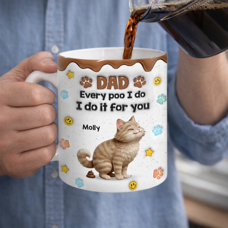 Custom 3D Inflated Effect Printed Mug - Personalized Birthday Gifts For Cat Lovers, Cat Mom And Dad - I Leave Little Gifts Just For You