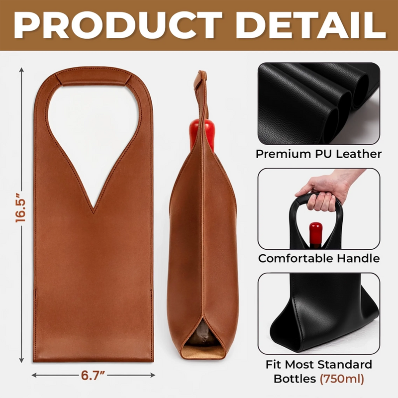 Custom Leather Wine Bag - Personalized Retirement Gifts For Women, Men - Goodbye Work, Hello Freedom