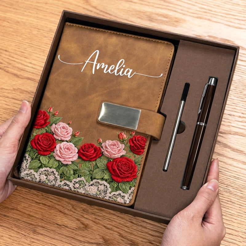 Custom Birth Month Flower Notebook Set - Personalized Birthday Gifts For Besties, Sisters, BFF, Family, Yourself - Becoming My Best Self