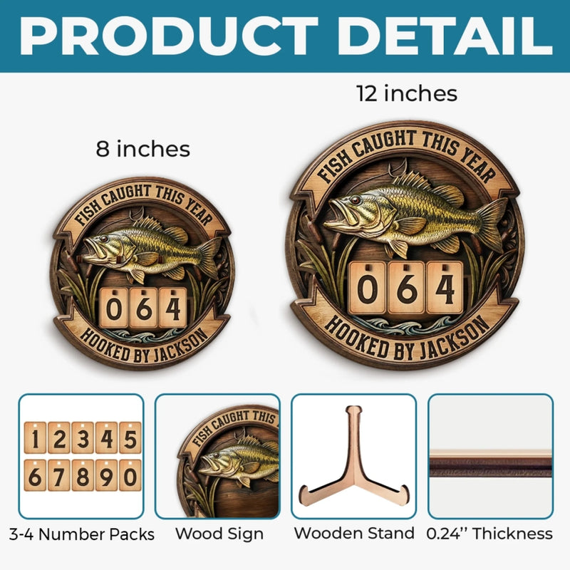 Custom Wooden Tracker Sign - Personalized Birthday Fishing Gifts For Fisherman - A True Angler’s Milestone