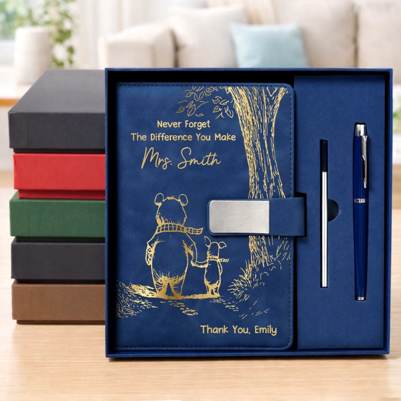 Custom PU Leather Notebook - Personalized Birthday Gifts For Teachers - Teaching Is A Work Of Heart