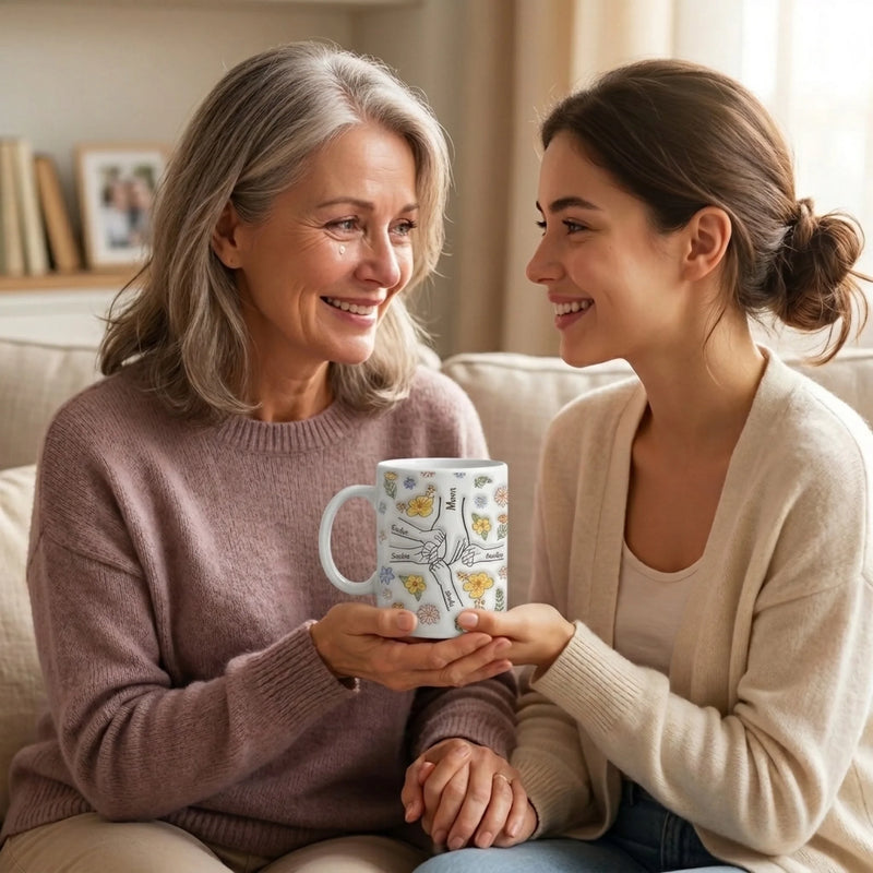 The Heart Of The Family, The glue That Holds Us Together - Family Personalized Custom 3D Inflated Effect Printed Mug - Gift For Mom, Grandma