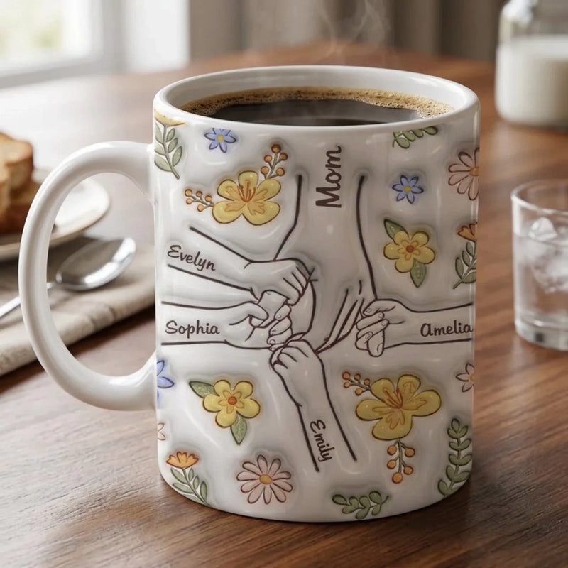 The Heart Of The Family, The glue That Holds Us Together - Family Personalized Custom 3D Inflated Effect Printed Mug - Gift For Mom, Grandma
