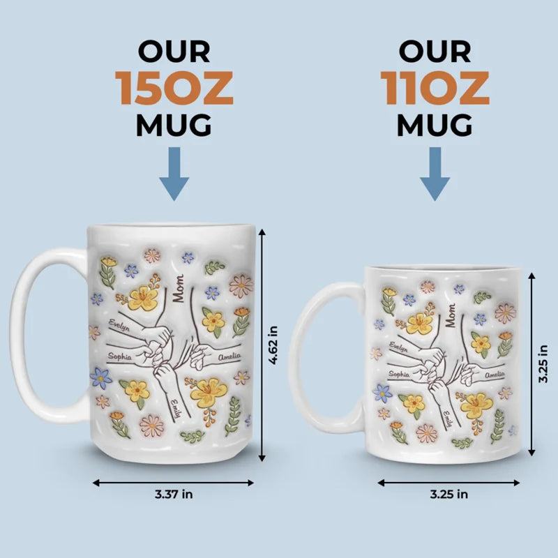 The Heart Of The Family, The glue That Holds Us Together - Family Personalized Custom 3D Inflated Effect Printed Mug - Gift For Mom, Grandma