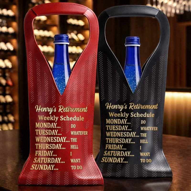Custom Leather Wine Bag - Personalized Retirement Gifts For Women, Men - Living The Dream Every Day