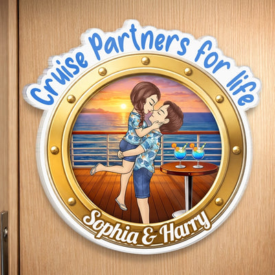 Custom Cruise Ship Door Magnet - Personalized Summer Vacation And Travel Gifts For Husband And Wife, Him And Her - Sunsets And Love All Summer
