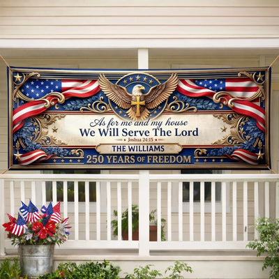 Custom Polyester Outdoor Banner - Personalized America 250th Anniversary Gifts For Mom, Dad, Brother, Sister, Kids - United By Strength And Spirit