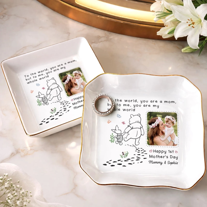 Custom Photo Jewelry Dish - Personalized Baby Shower, Gender Reveal Gifts For New Moms, New Parents - Welcome To The World