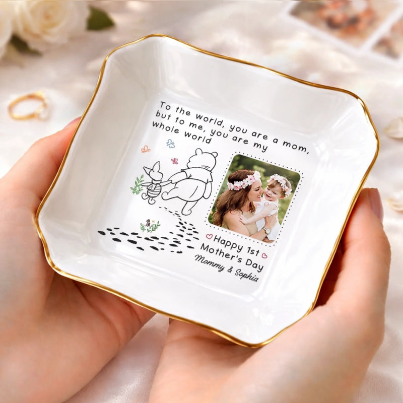 Custom Photo Jewelry Dish - Personalized Baby Shower, Gender Reveal Gifts For New Moms, New Parents - Welcome To The World