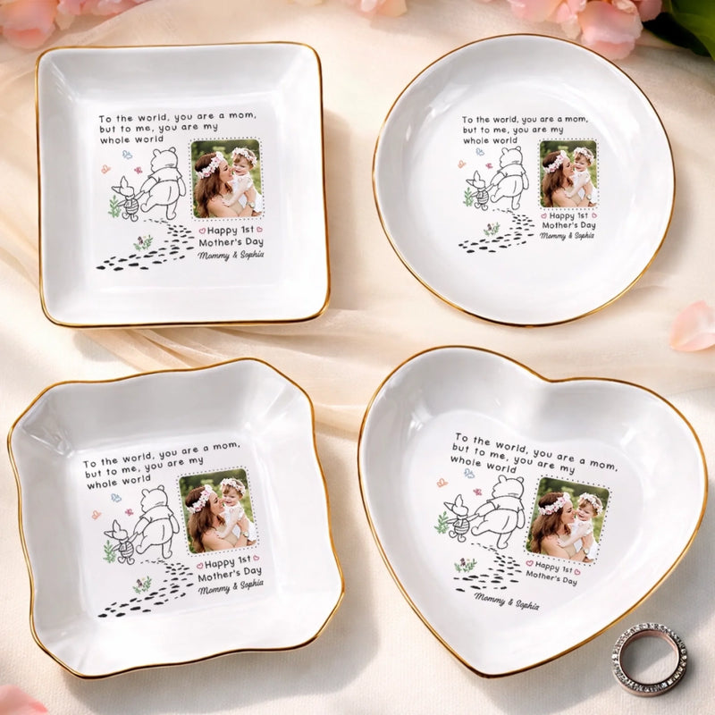 Custom Photo Jewelry Dish - Personalized Baby Shower, Gender Reveal Gifts For New Moms, New Parents - Welcome To The World