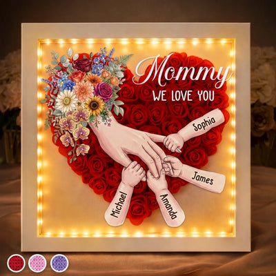 Custom Flower Shadow Box With LED Light - Personalized Mother's Day Birthday Gifts For Mom, Grandma - Planted In Love Growing Forever