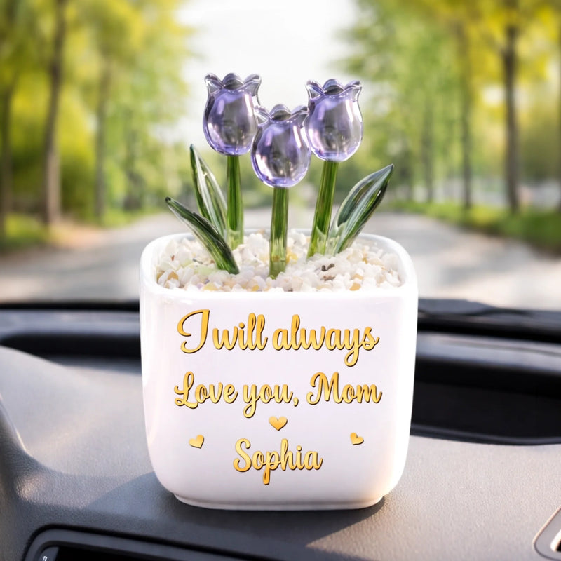 Custom Glass Everlasting Tulips - Personalized Mother's Day Gifts For Mom, Grandma - Forever Your Little Girl
