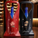 Custom Leather Wine Bag - Personalized Best Friend Birthday Gifts For Women, Besties, Sisters, BFF - Flowers, Wine And Good Vibes