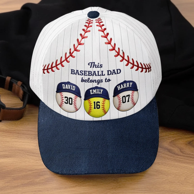 Custom Hat, All Over Print Classic Cap - Personalized Birthday Baseball Gifts For Dad, Grandpa, Baseball Lovers, Sports Fans, Sports Lovers - Best Dad In The Game