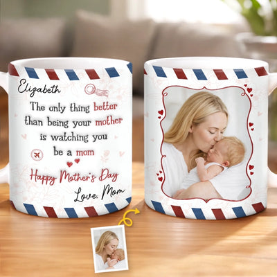 Custom Photo Mug - Personalized Mother's Day, Baby Shower, Gender Reveal Gifts For New Moms, Wife, Daughter - You Were Born For This Love