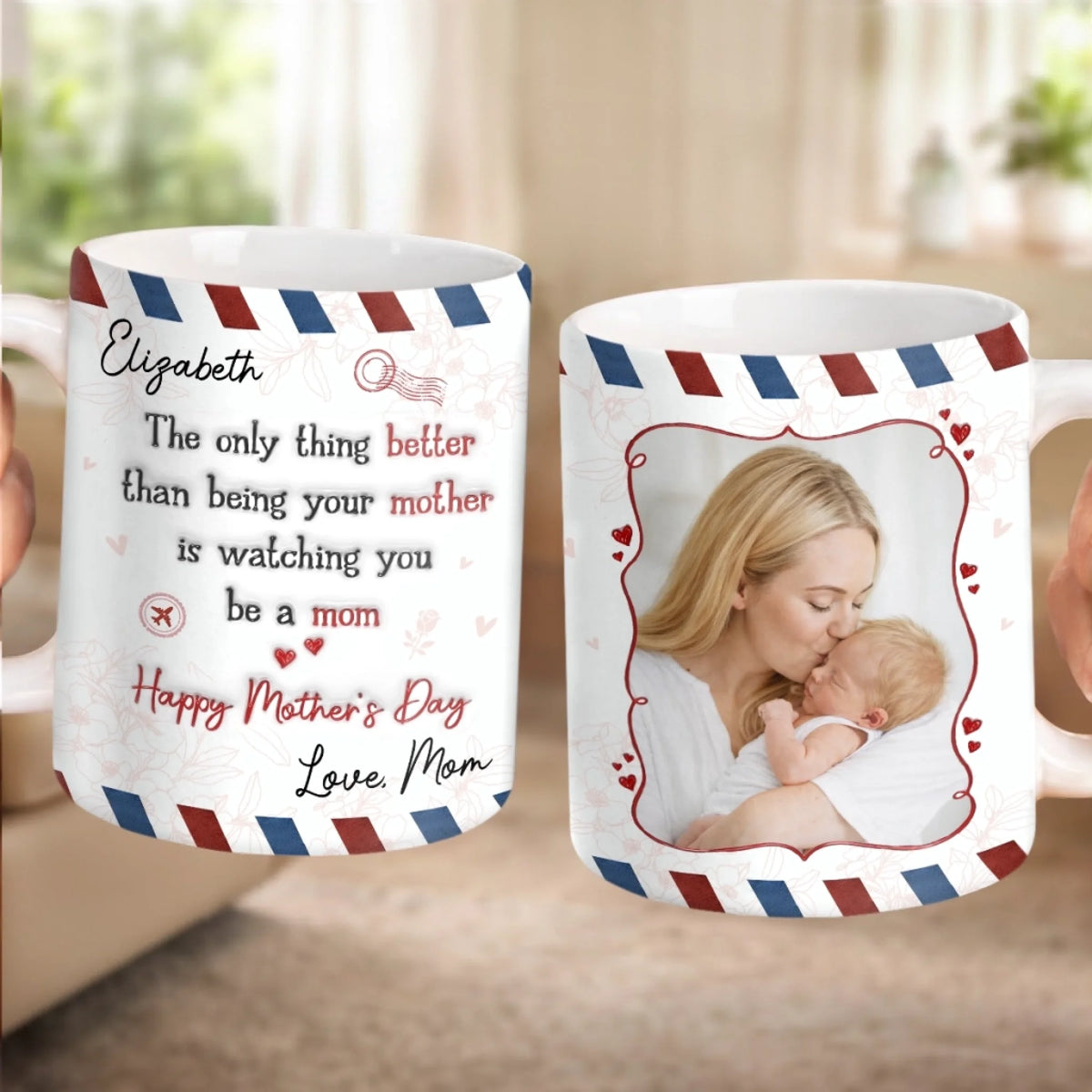 Custom Photo Mug - Personalized Mother's Day, Baby Shower, Gender Reveal Gifts For New Moms, Wife, Daughter - You Were Born For This Love