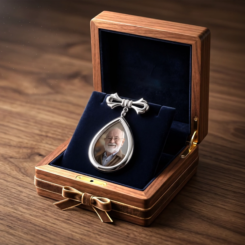 Custom Photo Teardrop Pin - Personalized Memorial Sympathy Graduation Gifts For Him, Her - Walking With You Today And Always