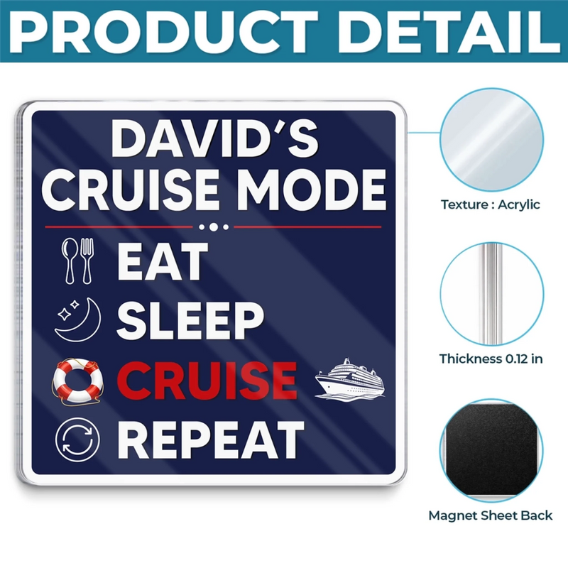 Custom Cruise Ship Door Magnet - Personalized Summer Vacation And Travel Gifts For Mom, Dad, Brother, Sister, Kids - Family Cruise Mode On