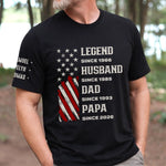 Custom Unisex T-Shirt With Design On Sleeve - Personalized Father's Day Birthday Gifts For Dad, Grandpa - World’s Okayest Grandpa