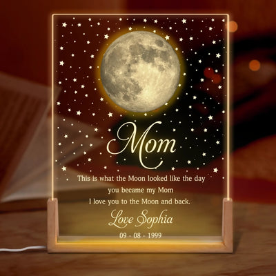Custom Shaped 3D LED Walnut Night Light - Personalized Mother's Day Gifts For Mom, Grandma - Love You To The Moon And Back