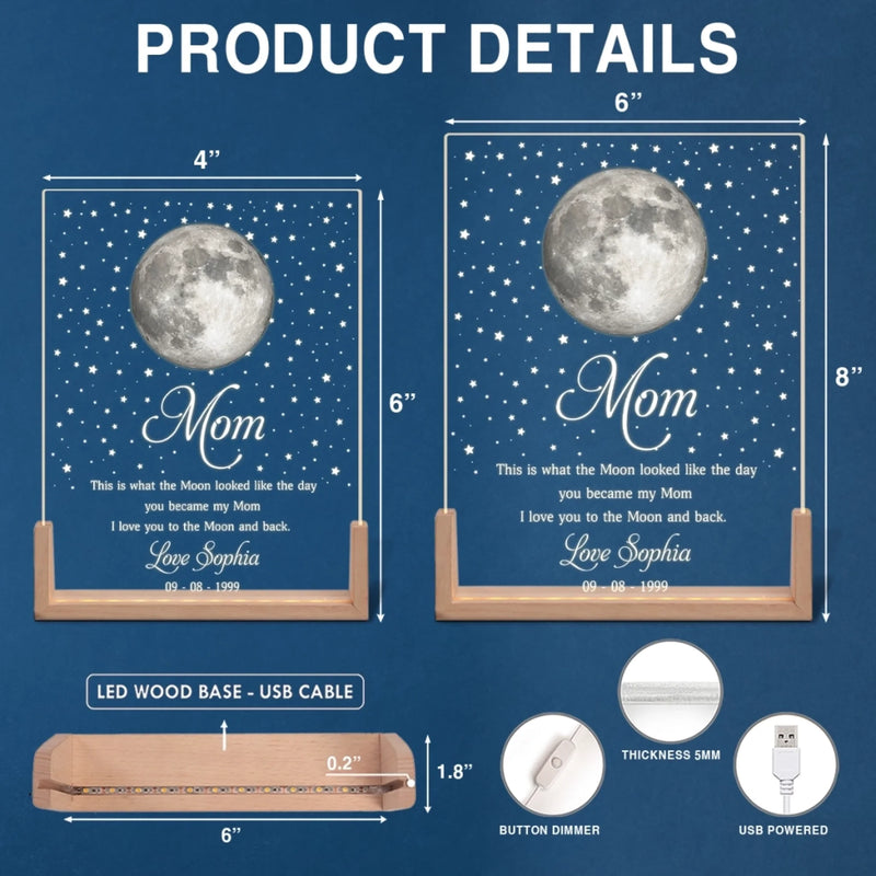 Custom Shaped 3D LED Walnut Night Light - Personalized Mother's Day Gifts For Mom, Grandma - Love You To The Moon And Back
