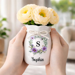 Custom Flower Vase With Ribbon - Personalized Best Friend Birthday Gifts For Women, Besties, Sisters, BFF - A Floral Touch Of You