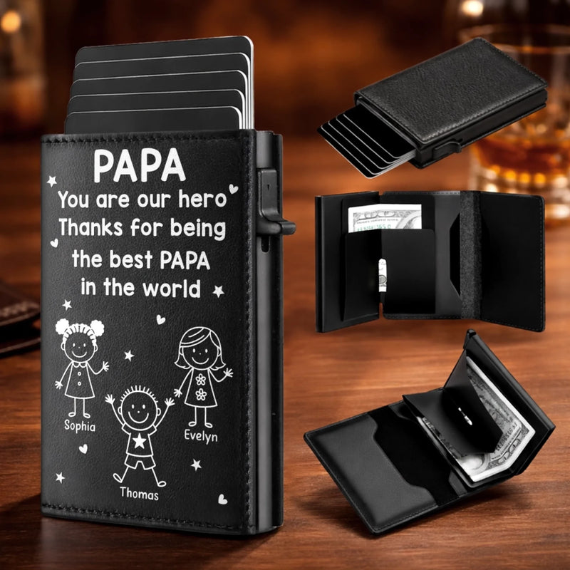 Custom Pop-Up Leather Wallet - Personalized Father's Day Birthday Gifts For Dad, Grandpa - Dad Means Everything
