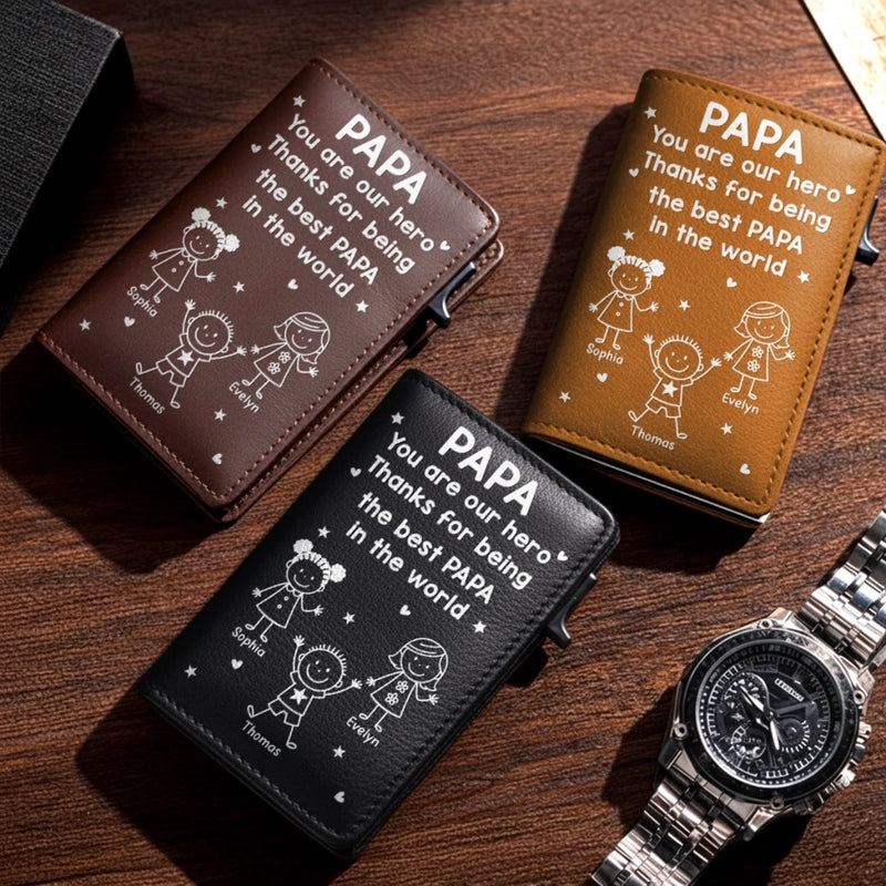 Custom Pop-Up Leather Wallet - Personalized Father's Day Birthday Gifts For Dad, Grandpa - Dad Means Everything