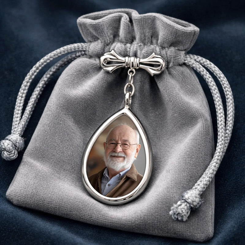 Custom Photo Teardrop Pin - Personalized Memorial Sympathy Graduation Gifts For Him, Her - Walking With You Today And Always