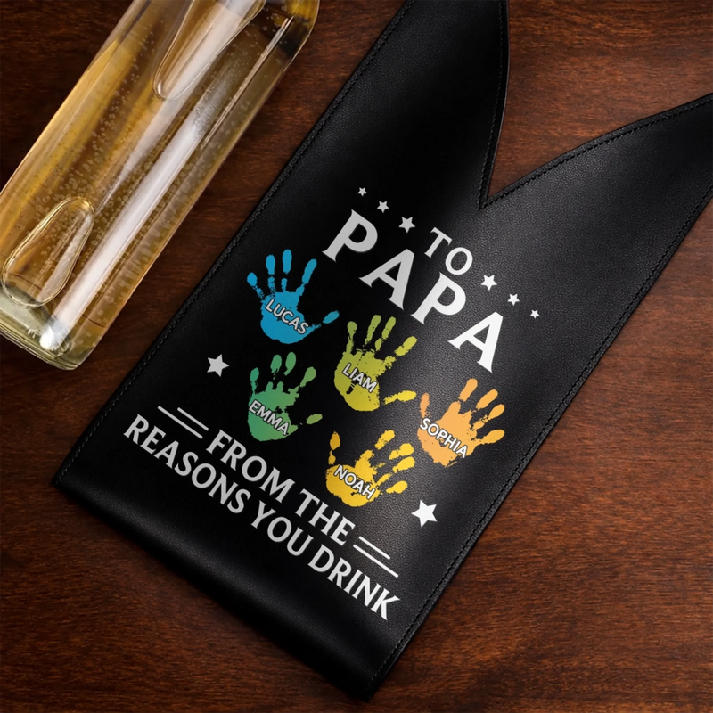 Custom Leather Wine Bag - Personalized Father's Day Birthday Gifts For Dad, Grandpa - Savor The Moment