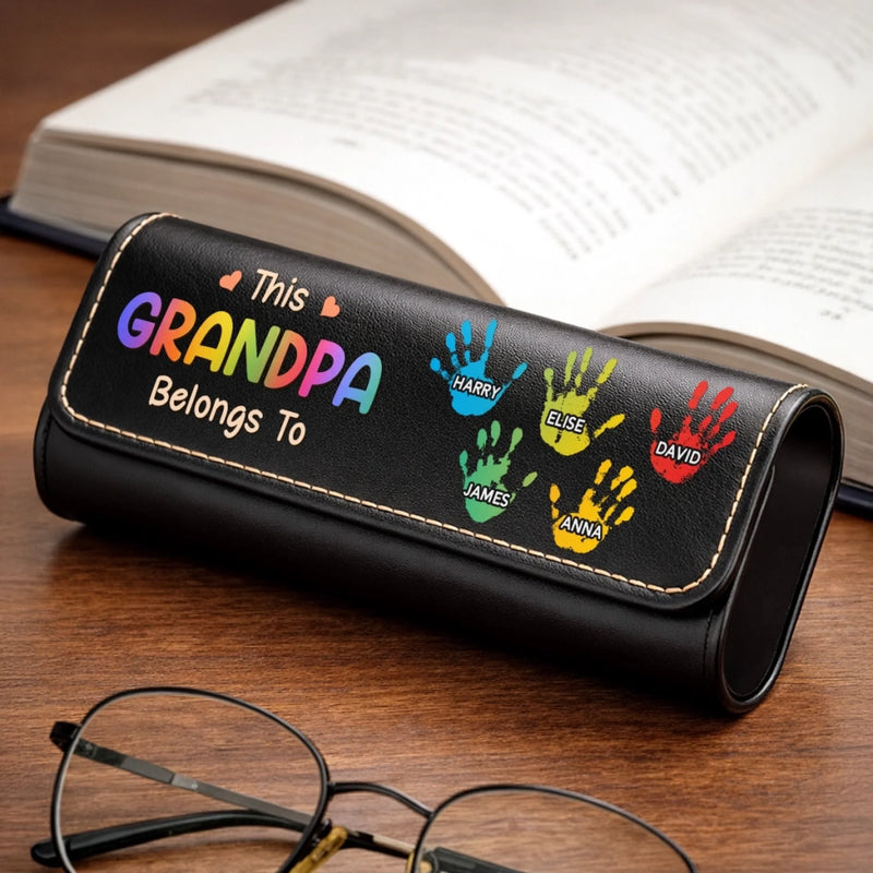 Custom PU Leather Eyeglass Case - Personalized Father's Day Birthday Gifts For Dad, Grandpa - Grandpa My Hero Always
