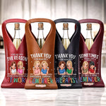 Custom Leather Wine Bag - Personalized Funny Gifts For Coworker, Work Bestie - Thanks For The Laughs At Work