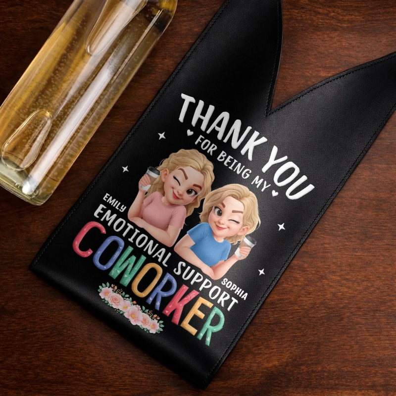 Custom Leather Wine Bag - Personalized Funny Gifts For Coworker, Work Bestie - Thanks For The Laughs At Work