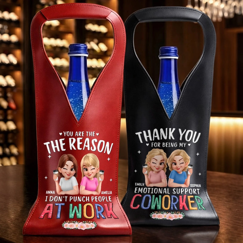 Custom Leather Wine Bag - Personalized Funny Gifts For Coworker, Work Bestie - Thanks For The Laughs At Work