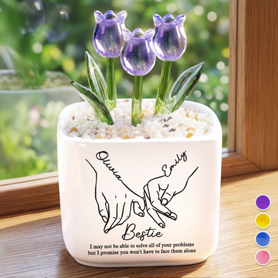 Custom Glass Everlasting Tulips - Personalized Best Friend Birthday Gifts For Women, Besties, Sisters, BFF - Forever My Soul Sister