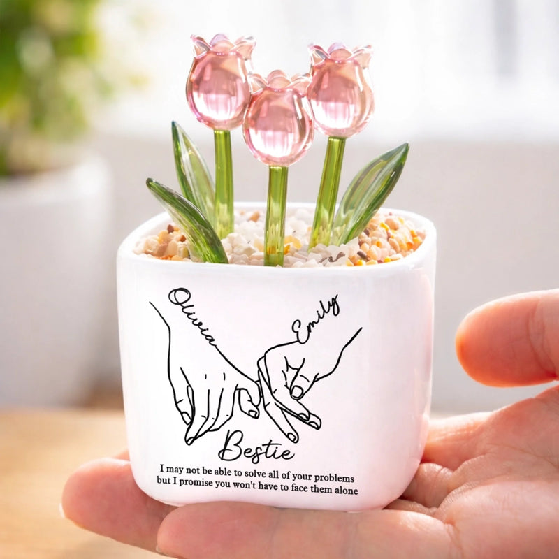 Custom Glass Everlasting Tulips - Personalized Best Friend Birthday Gifts For Women, Besties, Sisters, BFF - Forever My Soul Sister
