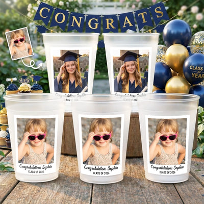 Custom Photo Plastic Cups - Personalized Graduation Gifts For Him, Her - Caps Off To You