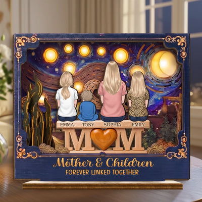 Custom 2-Layered Wooden Plaque - Personalized Mother's Day Gifts For Mom, Grandma - Mother And Children, Always One