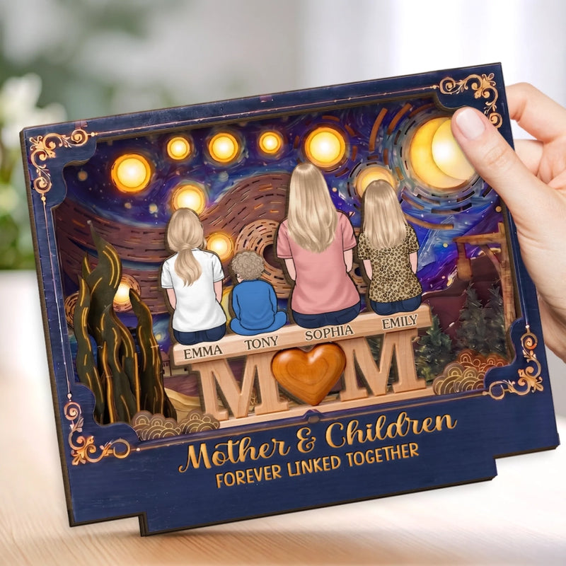 Custom 2-Layered Wooden Plaque - Personalized Mother's Day Gifts For Mom, Grandma - Mother And Children, Always One