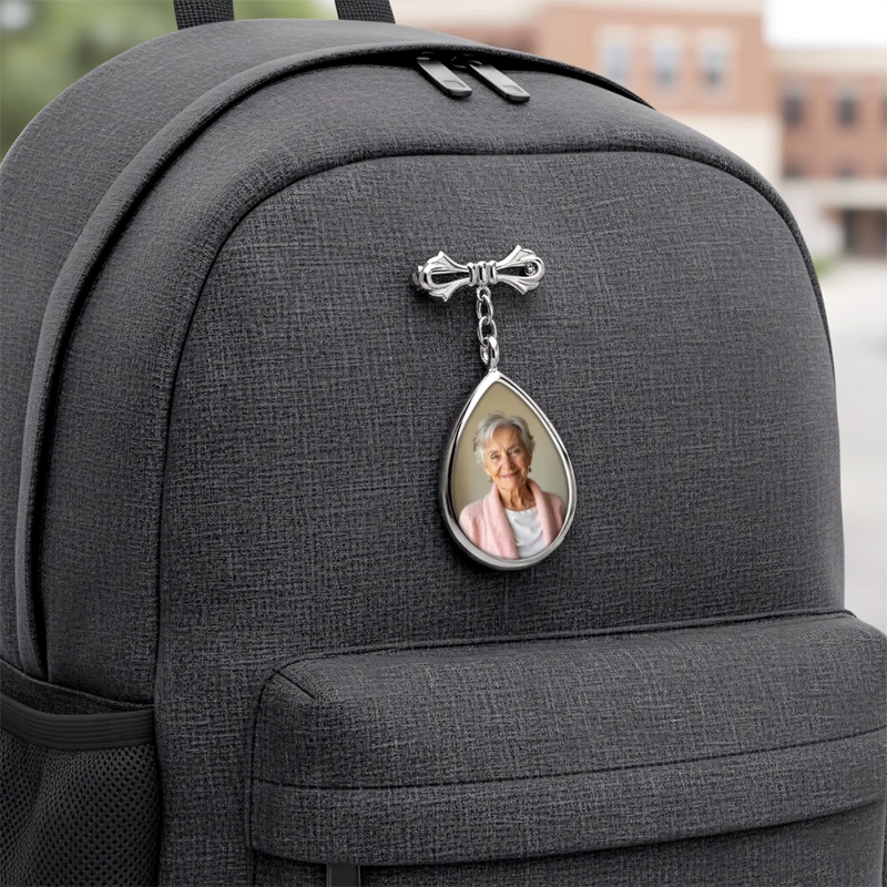 Custom Photo Teardrop Pin - Personalized Memorial Sympathy Graduation Gifts For Him, Her - Graduated With Your Love
