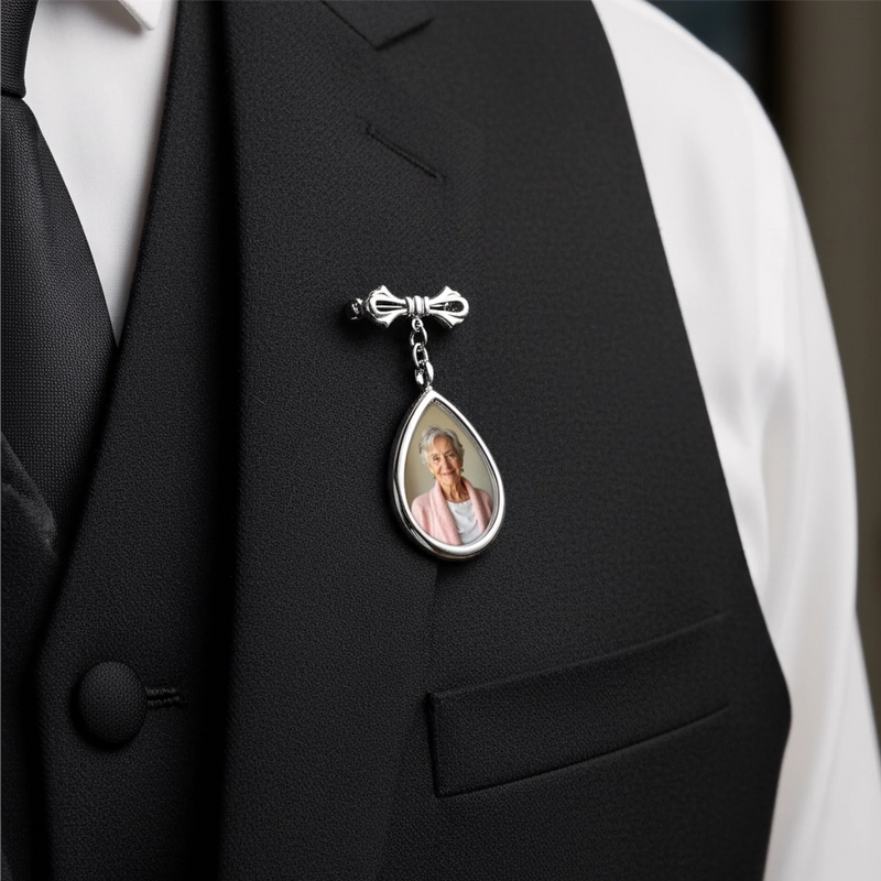 Custom Photo Teardrop Pin - Personalized Memorial Sympathy Graduation Gifts For Him, Her - Graduated With Your Love