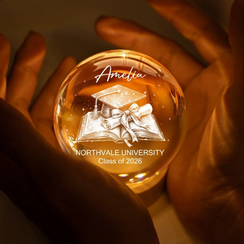 Custom Crystal Globe Lamp - Personalized Graduation Gifts For Him, Her  - Hard Work Paid Off