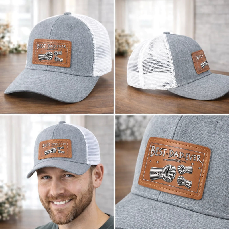 Custom Leather Patch Hat - Personalized Father's Day Birthday Gifts For Dad, Grandpa - Dad Mode Always On