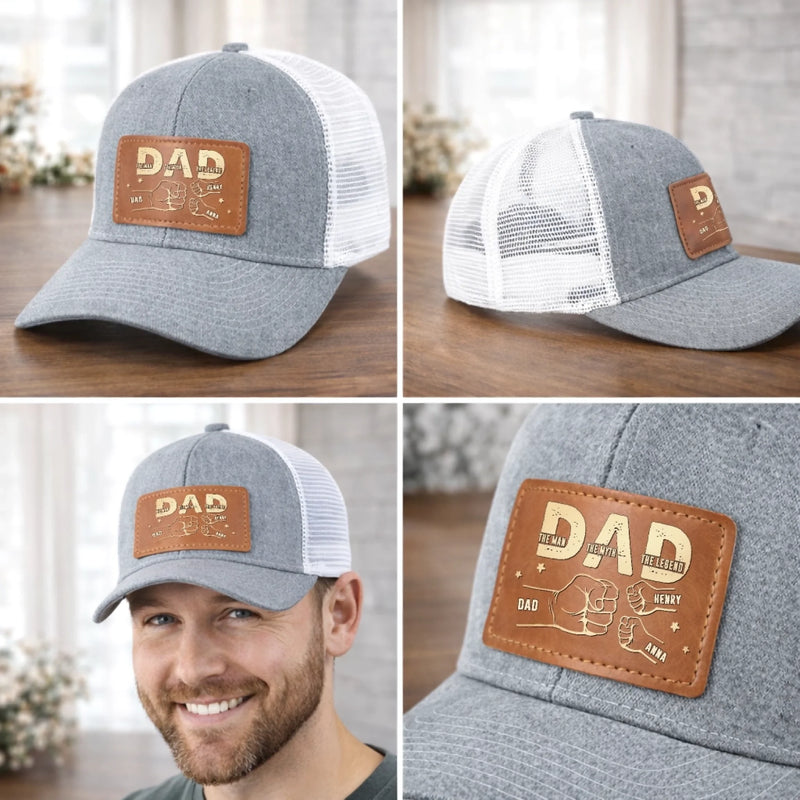 Custom Leather Patch Hat - Personalized Father's Day Birthday Gifts For Dad, Grandpa - You Mean The World
