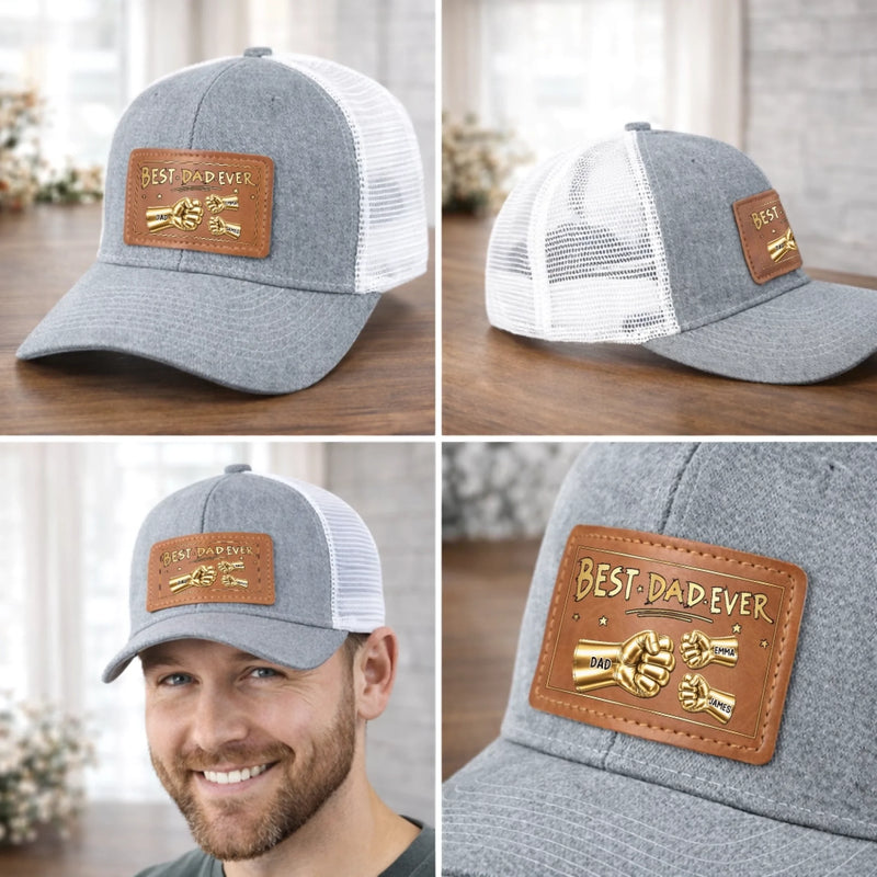 Custom Leather Patch Hat - Personalized Father's Day Birthday Gifts For Dad, Grandpa - Daddy Life Best Life