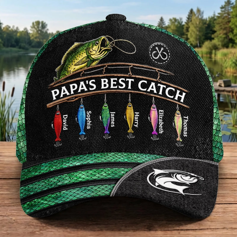 Custom Hat, All Over Print Classic Cap - Personalized Father's Day Fishing Gifts For Fisherman, Dad, Grandpa - My Best Catch Ever