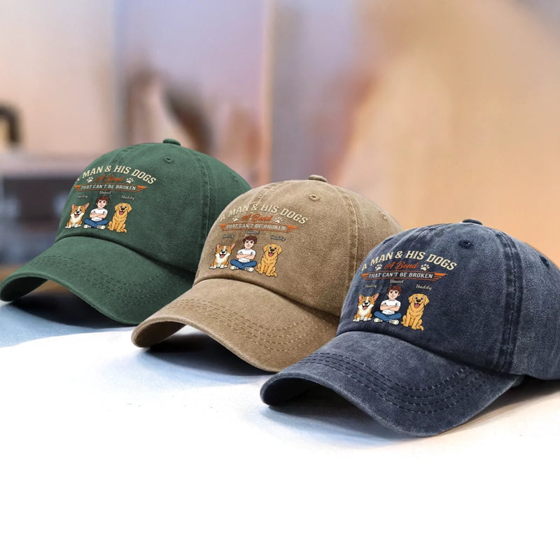 Custom Vintage Washed Denim Baseball Cap - Personalized Mother's Day, Father's Day Gifts For Dog Lovers, Dog Dad And Mom - A Little Fur Everywhere