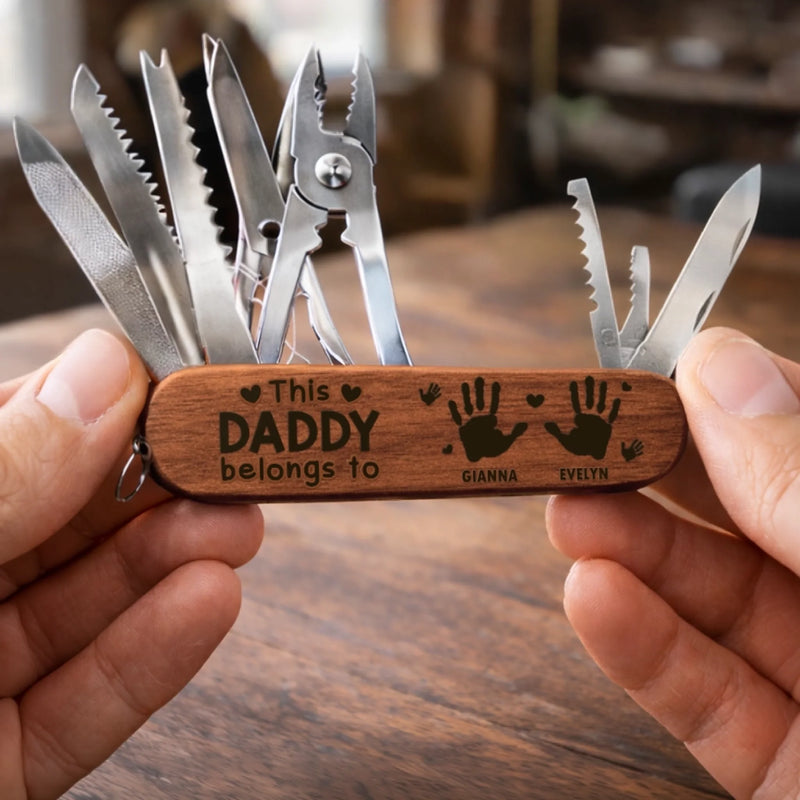 Custom 15-in-1 Pocket Multi Tool - Personalized Father's Day Birthday Gifts For Dad, Grandpa - Grandpa The Real MVP