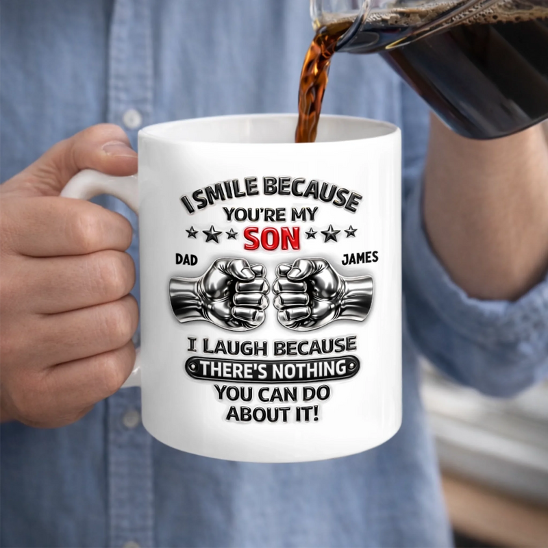 Custom 3D Inflated Effect Printed Mug - Personalized Birthday Gifts For Son - Dad And Son, Forever Team